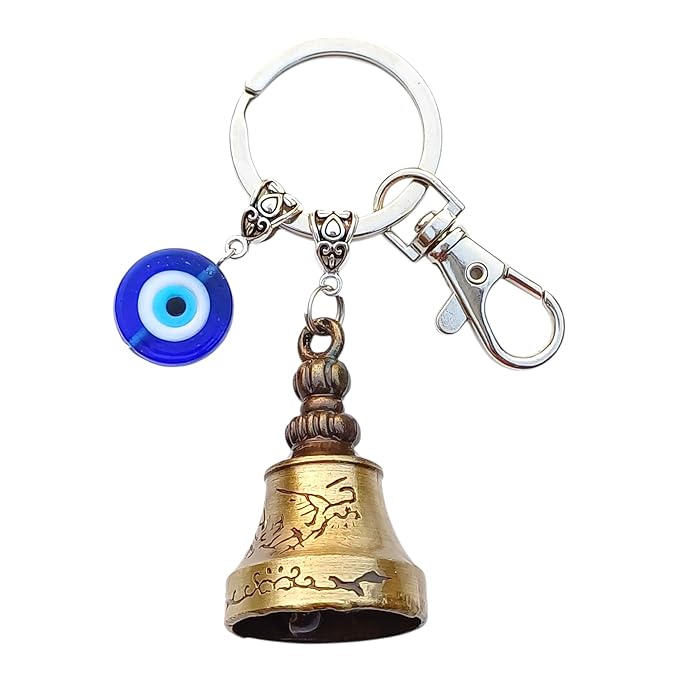 Privana Collections 🧿 Evil Eye Bell Keychain 🔔 – Protection & Good Luck + 🎁 Free Mystery Keychain