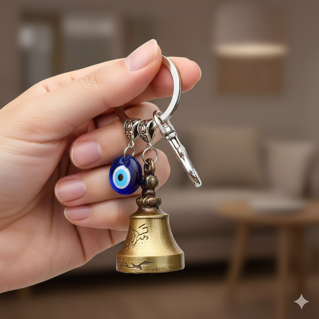 Privana Collections 🧿 Evil Eye Bell Keychain 🔔 – Protection & Good Luck + 🎁 Free Mystery Keychain